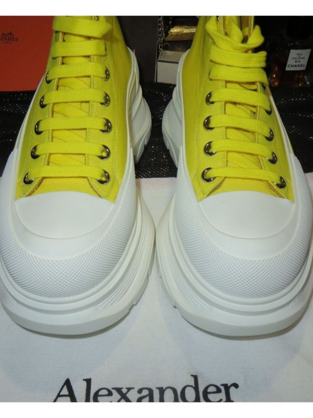 Alexander McQueen Tread Slick Sneakers in Yellow Canvas size 41 Mens 8 womens 10 - Picture 2 of 12